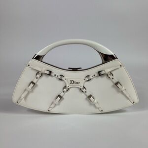 Dior white bondage clutch bag